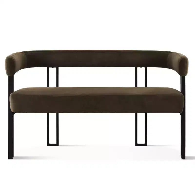 Banc moderne Panipeachy 49" avec dossier et accoudoirs, banc de salle à manger élégant, causeuse avec cadre en métal, siège d'appoint pour salon