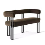 Banc moderne Panipeachy 49" avec dossier et accoudoirs, banc de salle à manger élégant, causeuse avec cadre en métal, siège d'appoint pour salon