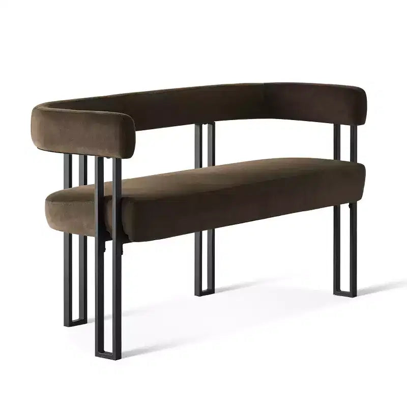 Banc moderne Panipeachy 49" avec dossier et accoudoirs, banc de salle à manger élégant, causeuse avec cadre en métal, siège d'appoint pour salon