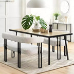 Banc moderne Panipeachy 49" avec dossier et accoudoirs, banc de salle à manger élégant, causeuse avec cadre en métal, siège d'appoint pour salon