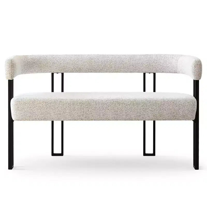 Banc moderne Panipeachy 49" avec dossier et accoudoirs, banc de salle à manger élégant, causeuse avec cadre en métal, siège d'appoint pour salon
