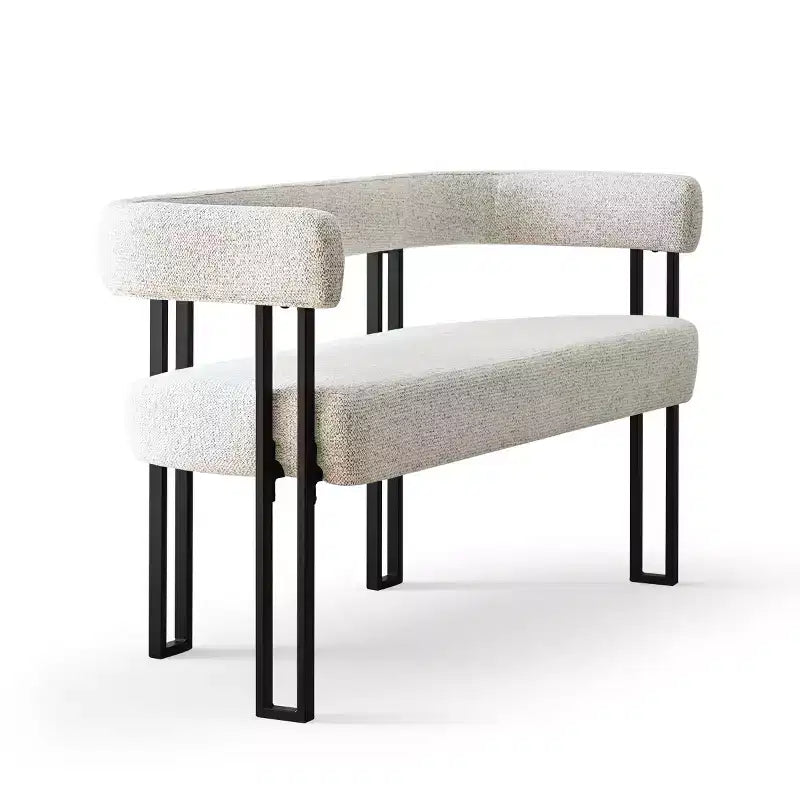 Banc moderne Panipeachy 49" avec dossier et accoudoirs, banc de salle à manger élégant, causeuse avec cadre en métal, siège d'appoint pour salon