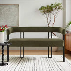 Banc moderne Panipeachy 49" avec dossier et accoudoirs, banc de salle à manger élégant, causeuse avec cadre en métal, siège d'appoint pour salon