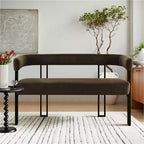 Banc moderne Panipeachy 49" avec dossier et accoudoirs, banc de salle à manger élégant, causeuse avec cadre en métal, siège d'appoint pour salon