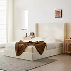 Lit de sol moderne Heino de Christopher Knight Home en tissu bouclé avec tête de lit capitonnée à oreilles