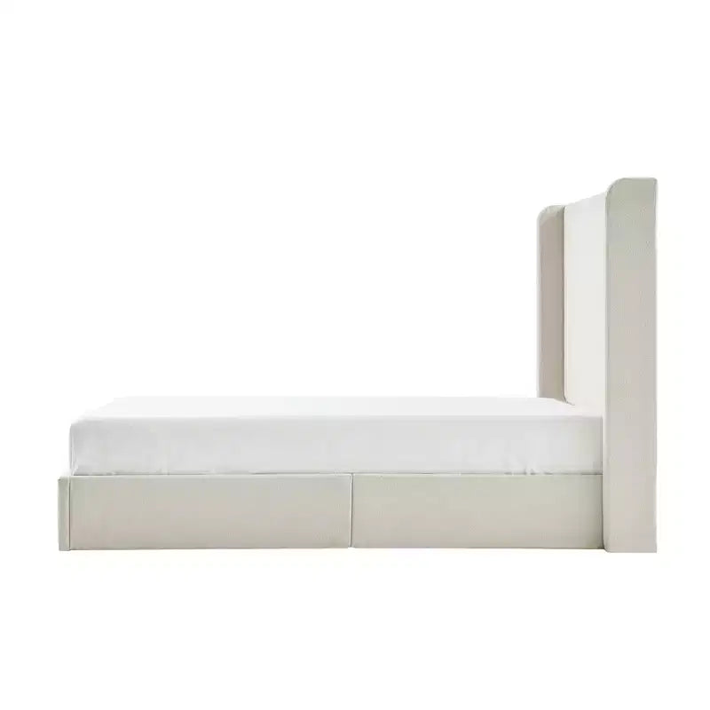 Lit de sol moderne Heino de Christopher Knight Home en tissu bouclé avec tête de lit capitonnée à oreilles