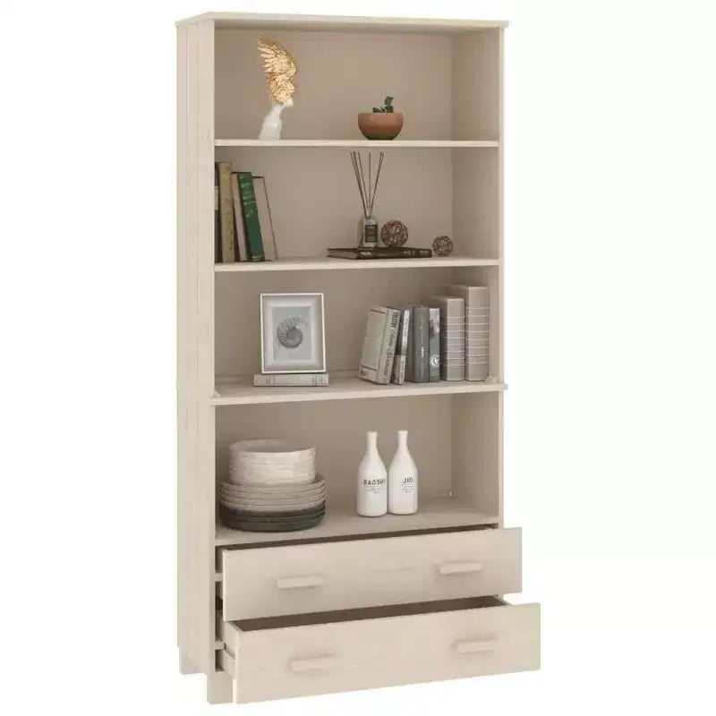vidaXL Ensemble de 2 buffets en pin massif miel Grand buffet
