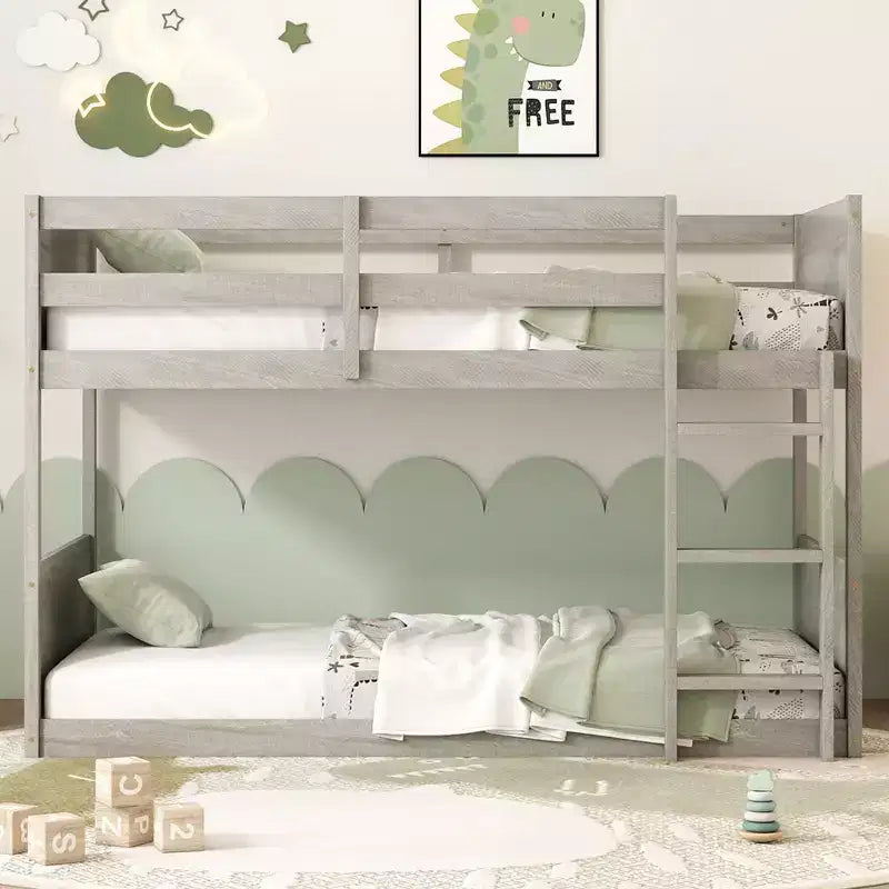 Lit superposé jumeau sur jumeau Clihome avec tête de lit et pied de lit à panneaux