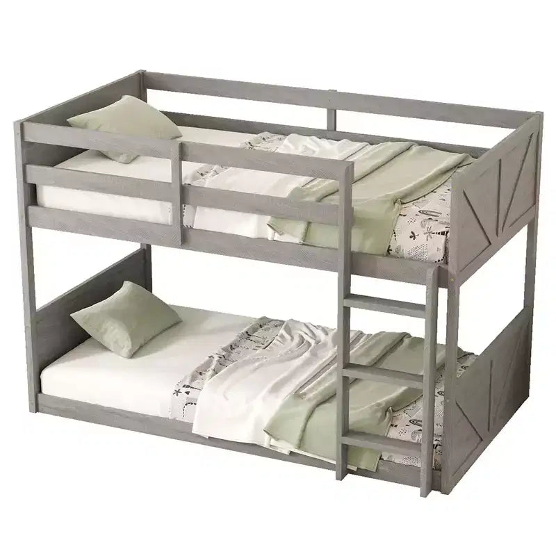 Lit superposé jumeau sur jumeau Clihome avec tête de lit et pied de lit à panneaux