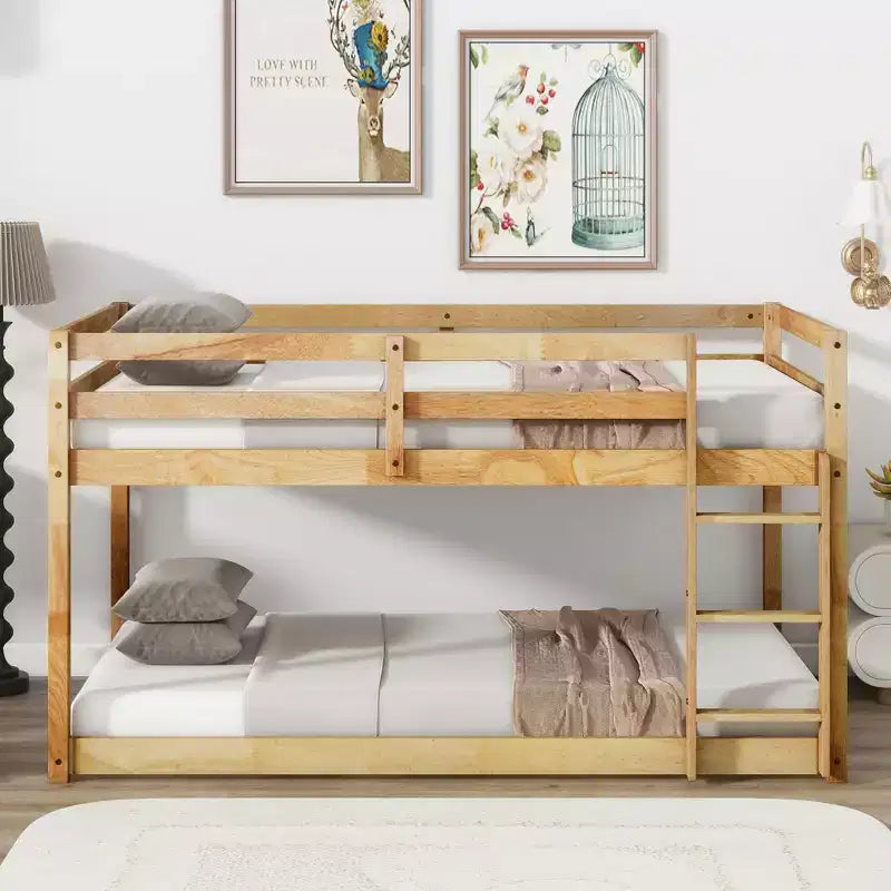 Cadre de lit jumeau MAYEERTY avec rangement sous le lit, adapté aux enfants, en métal robuste