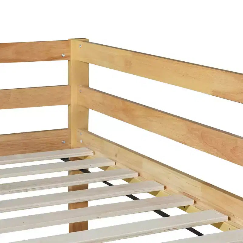 Cadre de lit jumeau MAYEERTY avec rangement sous le lit, adapté aux enfants, en métal robuste