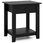 Costway Table de Chevet 1/2 PCS avec Tiroir, Table de Chevet Moderne à 3 Niveaux avec Étagère Ouverte pour Chambre à Coucher Blanc/Noir