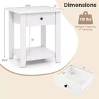 Costway Table de Chevet 1/2 PCS avec Tiroir, Table de Chevet Moderne à 3 Niveaux avec Étagère Ouverte pour Chambre à Coucher Blanc/Noir