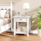 Costway Table de Chevet 1/2 PCS avec Tiroir, Table de Chevet Moderne à 3 Niveaux avec Étagère Ouverte pour Chambre à Coucher Blanc/Noir