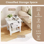 Costway Table de Chevet 1/2 PCS avec Tiroir, Table de Chevet Moderne à 3 Niveaux avec Étagère Ouverte pour Chambre à Coucher Blanc/Noir