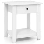 Costway Table de Chevet 1/2 PCS avec Tiroir, Table de Chevet Moderne à 3 Niveaux avec Étagère Ouverte pour Chambre à Coucher Blanc/Noir