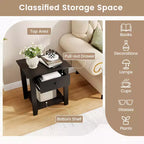 Costway Table de Chevet 1/2 PCS avec Tiroir, Table de Chevet Moderne à 3 Niveaux avec Étagère Ouverte pour Chambre à Coucher Blanc/Noir