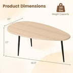 Table basse ovale Costway avec construction métallique robuste et design compact, table de canapé rétro Noyer/Naturel/Gris/Noir
