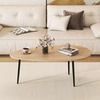 Table basse ovale Costway avec construction métallique robuste et design compact, table de canapé rétro Noyer/Naturel/Gris/Noir