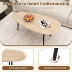 Table basse ovale Costway avec construction métallique robuste et design compact, table de canapé rétro Noyer/Naturel/Gris/Noir