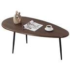 Table basse ovale Costway avec construction métallique robuste et design compact, table de canapé rétro Noyer/Naturel/Gris/Noir