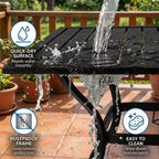 Table à manger de terrasse durable en lattes d'acier, table de bistro carrée d'extérieur pour le jardin et les meubles de patio