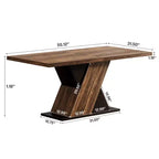 MAYEERTY Table de Salle à Manger de Ferme 55 po, Table de Cuisine Rectangulaire Grain de Bois Foncé 4-6 Places, Montage Facile