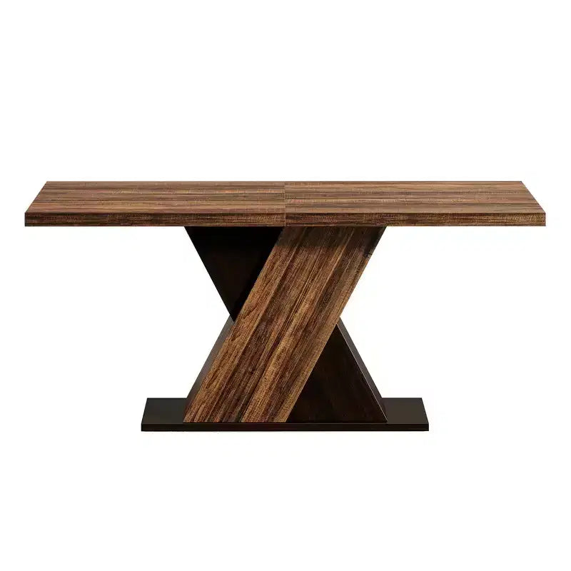 MAYEERTY Table de Salle à Manger de Ferme 55 po, Table de Cuisine Rectangulaire Grain de Bois Foncé 4-6 Places, Montage Facile