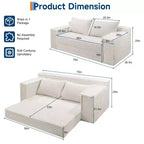 Canapé convertible 2 places de 75 pouces, futon avec 2 oreillers, canapé-lit sans cadre pour salon et chambre à coucher, aucun assemblage requis