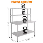 Tables commerciales en acier inoxydable Garvee, Table de préparation avec étagères réglables pour restaurant, cuisine, argent