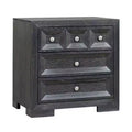Royal Hampton Kizie Nightstand, 3 Drawers, USB A-C, Weathered Black Wood, 28 Inch