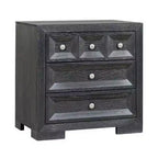 Royal Hampton Kizie Nightstand, 3 Drawers, USB A-C, Weathered Black Wood, 28 Inch