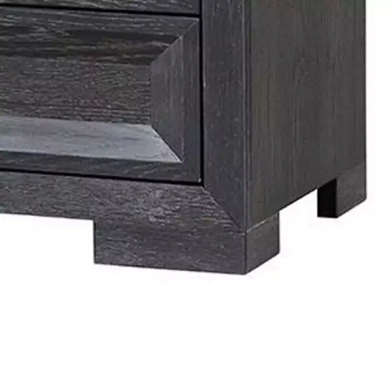 Table de chevet Royal Hampton Kizie, 3 tiroirs, USB A-C, Bois noir vieilli, 28 pouces