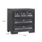 Table de chevet Royal Hampton Kizie, 3 tiroirs, USB A-C, Bois noir vieilli, 28 pouces