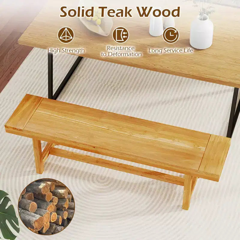 Banc en bois massif Costway, style rustique de ferme, étroit, pour 3 personnes