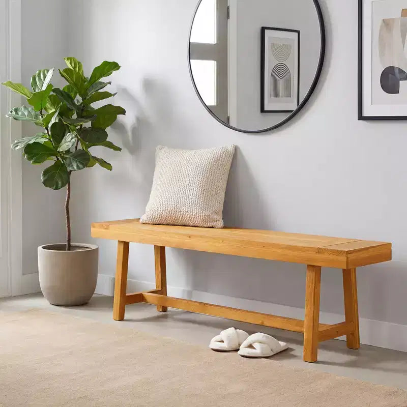 Banc en bois massif Costway, style rustique de ferme, étroit, pour 3 personnes