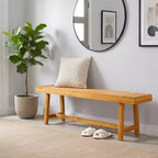 Banc en bois massif Costway, style rustique de ferme, étroit, pour 3 personnes
