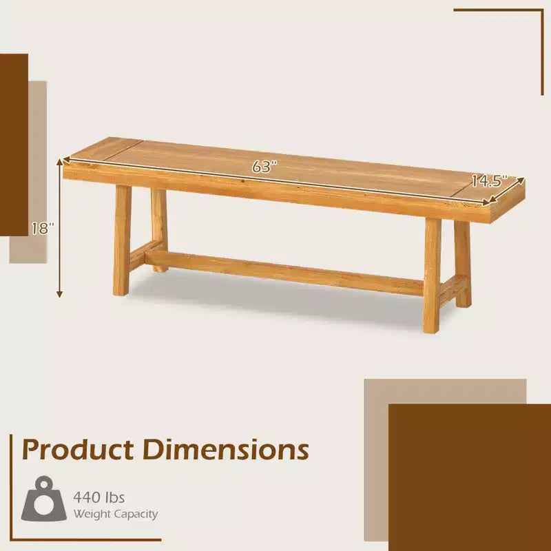 Banc en bois massif Costway, style rustique de ferme, étroit, pour 3 personnes