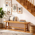 Banc en bois massif Costway, style rustique de ferme, étroit, pour 3 personnes