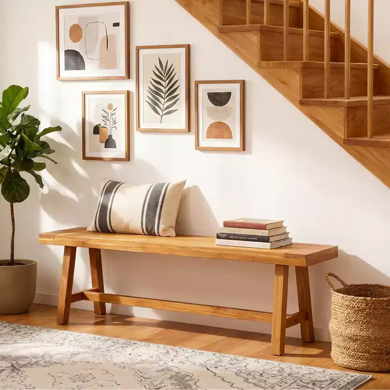 Banc en bois massif Costway, style rustique de ferme, étroit, pour 3 personnes