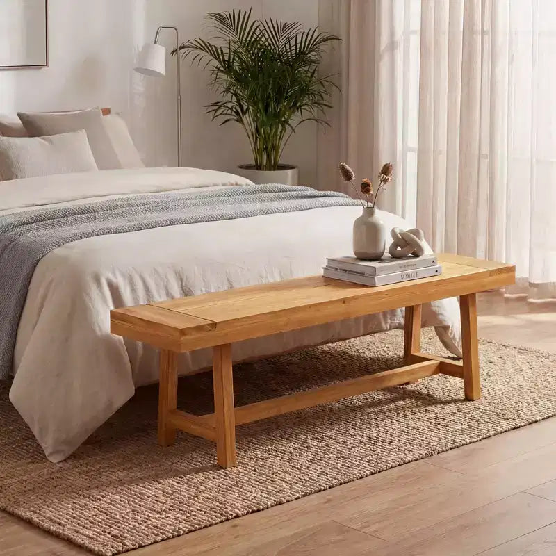 Banc en bois massif Costway, style rustique de ferme, étroit, pour 3 personnes