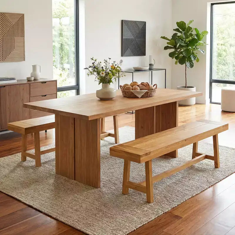 Banc en bois massif Costway, style rustique de ferme, étroit, pour 3 personnes