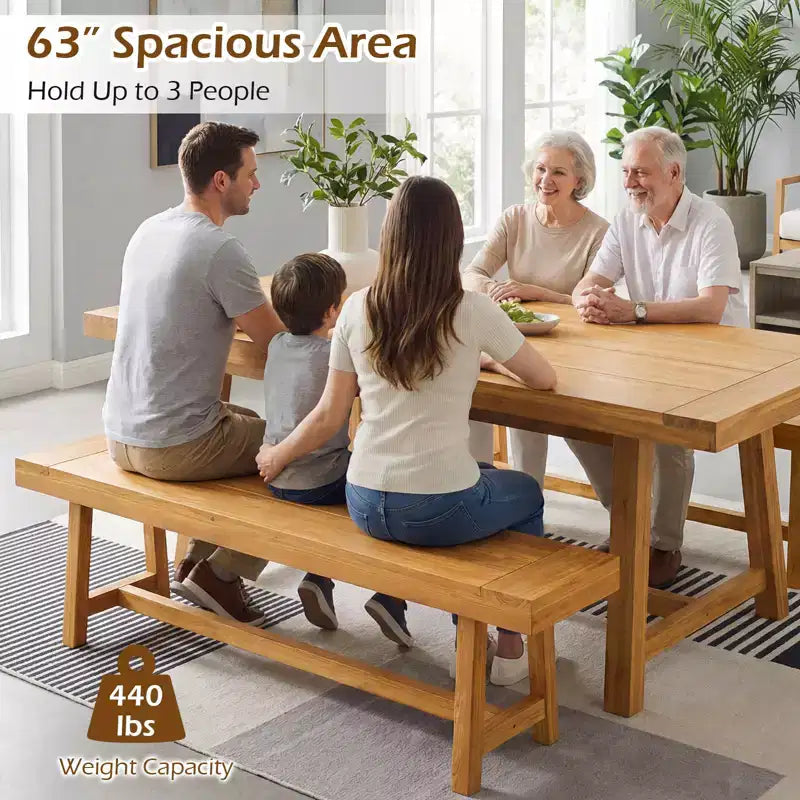 Banc en bois massif Costway, style rustique de ferme, étroit, pour 3 personnes