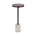 Kate and Laurel Hescott Metal and Marble Pedestal Table, Brown, 10x10x24