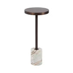 Kate and Laurel Hescott Metal and Marble Pedestal Table, Brown, 10x10x24
