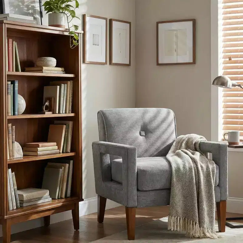 Fauteuil moderne GDFStudio Mason en chenille rembourré avec coussin amovible