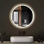 JIONJOY Round Anti-Fog LED Bathroom Mirror with Frame, 3 Light Colors & Dimmable Brightness for Bathroom Vanity