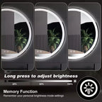 Miroir de salle de bain LED rond JIONJOY anti-buée avec cadre, 3 couleurs de lumière et luminosité variable pour coiffeuse de salle de bain