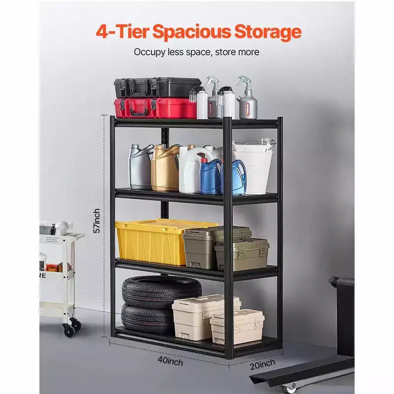 Étagères de rangement 20 P x 40 L x 57 H 4 niveaux pour garage robustes portables