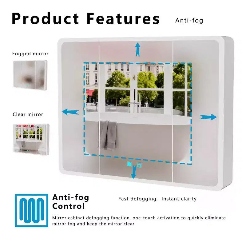 FAMYYT Armoire de toilette en aluminium de 35 po (L) x 28 po (H) avec miroir et éclairage, anti-buée, facile à installer